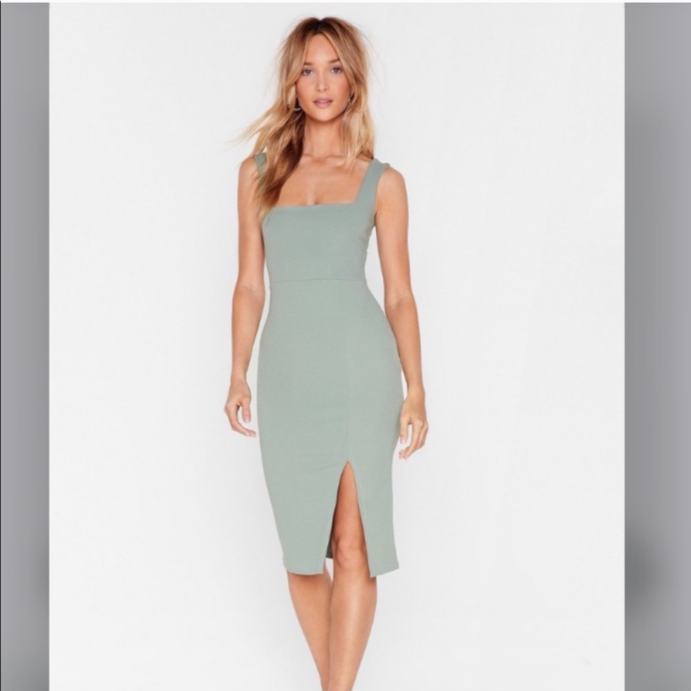 NWT Nasty Gal square neck midi dress